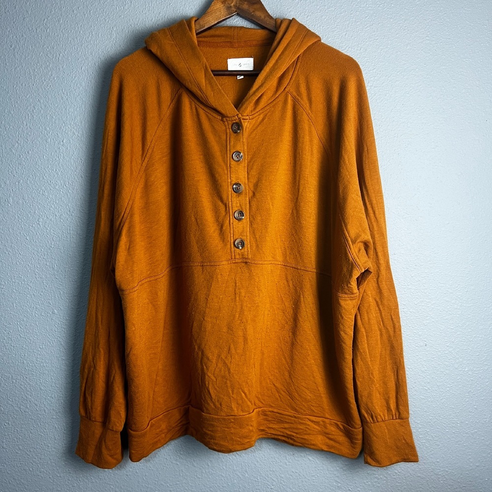 Women's Orange Button-Up Hoodie